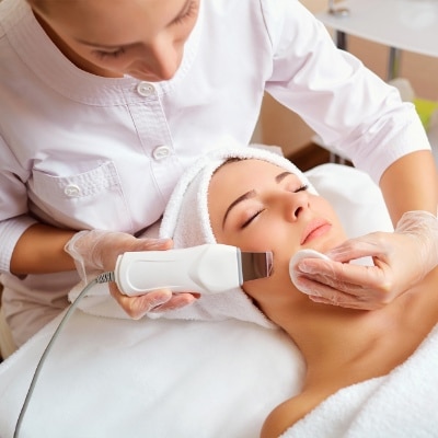 woman getting facial treatment at sempre spa